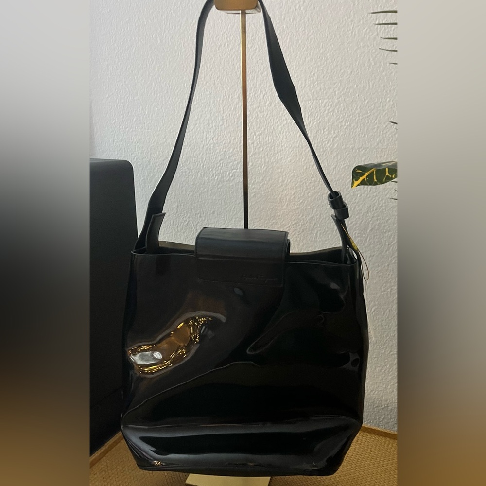 Vintage Salvatore Ferragamo black patent bag
